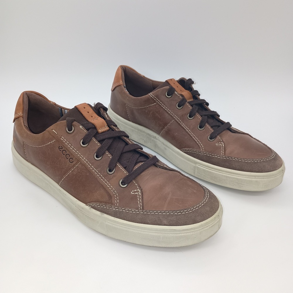 ECCO Soft 7 Mens Brown Leather Low Top Sneakers Size 44 US 10-10.5 Casual Shoes
